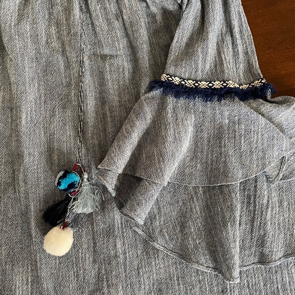 MISA Los Angeles ruffle sleeve off shoulder tassel dress size XS - Picture 2 of 3